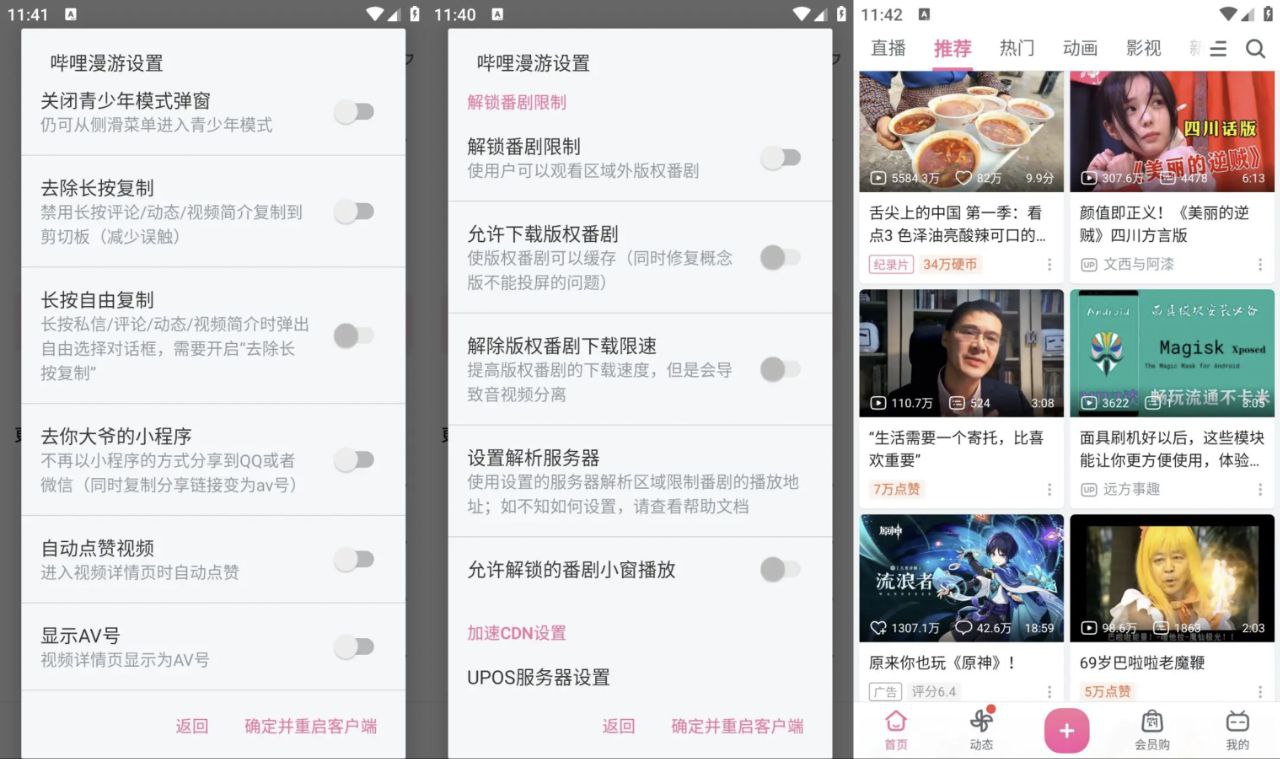 哔哩哔哩—内置漫游解锁番剧限制